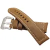 Handmade Retro Genuine Leather Watchbands For Panerai 22mm 24mm Men Watch Strap Metal Buckle Accessories Wrist Band