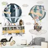 Dessin animé ins ballon à air chaud voyage autocollants auto-adhésif maison chambre décoration murale enfants autocollant bébé chambre décoration 210310
