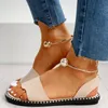 Sandały Sandalias Femininas Summer Wear Soft Casual Kobiety Buty Zroszony Kostki Ring Slingback Flat