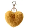 Porte-clés en peluche en forme de coeur 10CM imitation fourrure de lapin porte-clés voiture porte-clés pendentif sac décoration