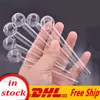 High Quality Glass Oil Burner Pipe 10cm Length Clear Tube Tobacco Dry Herb Burning Transparent Tubes Nail Tip for Bong Dab Rig Stock In USA