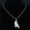 Pendentif Colliers Paysage Crow Moonstone Acier inoxydable Femmes / Hommes Argent Couleur Tourisme Bijoux Cadeau Chaine Homme NXH1203S04