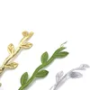40メートルロール人工絹の緑のゴールドの葉のつる印刷ギフトラップリボン結婚式の装飾の葉Diyクラフトリース