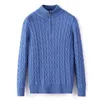 Maglione da uomo in pile invernale spesso mezza cerniera collo alto pullover caldo qualità sottile maglia di lana designer maglia casual maglioni zip cotone felpa asiatica taglia21