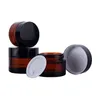 5g 10g 15g 20g 30g 50g Amber Brown Glass Jars Face Cream Bottle Cosmetic Sample Container Empty Refillable Pot with Inner Liners and Black Lids