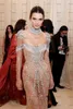 2022 Metgala Kendall Jenner Prom Платья роскоши Кристалл Русалка Сексуальная смотрите через черные девушки Выпускной с длинным рукавом Вечернее платье