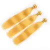 Les paquets de cheveux humains brésiliens soyeux jaune pur s'occupent 3pcs lot jaune couleur vierge de cheveux humains tisser les trames 1030quot mi3282437