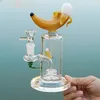 Banana Shape Glass Bongs Unique 14mm Female Joint Bong Showerhead Perc Percolator 3 Colors Oil Dab Rigs Water Pipes Hookahs