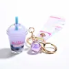 Leuke Mini Fles Sleutelhanger Diy Melk Thee Sleutelhanger Bewegende Vloeistof Tas Charm Sieraden Accessoires Vrouwen Luxe Cool Gift Groothandel G1019