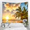 Vente chaude cocotier plage paysage tapisserie scène décoration fond décoration murale tissu suspendu super grande taille en option 210310