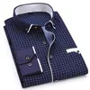 Fashion Print Casual Men Long Sleeve Button Shirt Stitching Pocket Design Fabric Soft Comfortable For Dress Slim Fit 4XL 8XL 210721