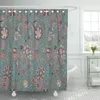Rideaux de douche avec crochets, bordure colorée, tapis de conception traditionnelle, artisanat ethnique oriental, salle de bain ornée ancienne