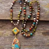 Великолепные натуральные камни античный шарм Geometrci кулон ожерелье женщины элегантные розарийные украшения подарки оптом 210721