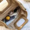 شخصية النخيل البوهيمي بوهو مضفر حمل ورقة حقيبة يد القش الكروشيه الشاطئ