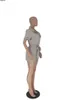 Kvinnors Jumpsuits Rompers Lemon Gina 2021 Kvinnor Sommar Kortärmad Zipper upp Sashes med Pocket Safari Playsuit Active Wear Jumpsuit Romp