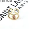 10st Dainty Gold-Color Crystal Zirconia Ringar CZ Pave Boy and Girl Ring för kvinnor Tjejer Trendiga 2021 Smycken