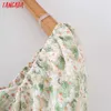 Tangada летние женщины цветы печати французский стиль платья квадратный воротник слойки с коротким рукавом женские сарафрансы 2m55 210609