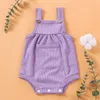 Bébé Jolie Candy Couleur Solide Poche Strappy Romper 210528