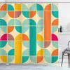 Motif de patchwork de rideau de douche marocain avec différents rideaux de salle de bain tunisiens originaux colorés, ensemble de décor avec crochets 211116