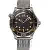 Heren 007 automatisch horloge Real Po Men zwarte wijzerplaat No Time To Die 300m 42mm roestvrijstalen armband editie Professionala278c