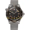 Men's 007 Automatisk klocka Real Po Men Black Dial No Time to Die 300m 42mm rostfritt stålarmband EXPRIFICA278C