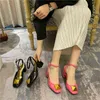 Sandalet Arkası Açık Seksi Bayanlar Yüksek Topuklu Moda Yumuşak Deri Sivri Burun Kaymaz 220303