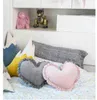 Nordic Nursery Decor Pink Cushion Pillow Baby Girl Boy Room Decoration Velvet Covered Ruffle Grey Heart Shaped 211203