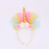 Bébé Filles Animal Horn Licorne Holles Holles Hair Accessoires Princesse Dentelle Fleur Bandeau d'oreille Enfants Coiffure Elastic HairHoop Kfg35