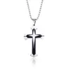 Pendant Necklaces Cross Stainless Steel Necklace With Rhinestone Modern Fashion Silvering Charm Chain Christian Jewelry Gift For Men Women