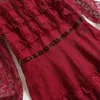 Весенние женщины элегантные вспышки рукава урезанные сетки кружева платье Festa высококачественные красные знаменитости Party Robe Femme Sexy Vestidos 210601