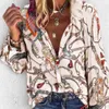 Casual Spring Summer Long Sleeve Blouse Women Vintage Chain Print Loose Shirts Plus Size 5XL Tops Single-breasted Tunic 210308