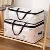 Storage Bags Foldable Mesh Quilt Bag Home Double Zipper Clothes Pillow Organizer Cabinet Moisture-proof Finishing Luggage