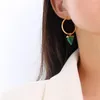 Hoop & Huggie Fashion Design Green Stone Geometric Earrings For Women Antiallergic Dangle Brincos Wedding Jewelry Aretes De Mujer