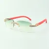 Zweireihige Designer-Sonnenbrille mit Diamanten 3524026 mit roten Holzbeinen, Brille Direct S, Größe 56-18-135 mm, 1980