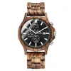 Men Wood Watch Chronograph Luksusowe zegarki sportowe wojskowe