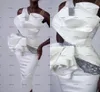 Pouco vestido branco grande sereia sereia vestidos de cocktail 2022 frisado de cristal rebuffins detalhe chá-comprimento árabe vestido de festa de baile