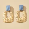 2021 New Punk Gold Rectangle Earrings Blue Long Women Earrings Dangle & Chandelier Matching Clothes Fashion Jewelry Gift