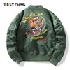 Hip Hop Baseball Jackor Streetwear Military Jacket Mäns Brand Slim OuterWear Casual Tiger Broderi Bomber och Coats 211214