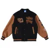 Jaquetas dos homens americanos Streetwear Retro Varsity Jaqueta Homens Carta Bordado Bordado Roupas Brown Beisebol Uniforme Casaco Harajuku Unisex