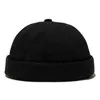大人のブリムレス帽子ファッションスカルキャップセーラーキャップの女性ソリッドカラーロールカフバケツ帽子男性調節可能なバックルキャップY21111