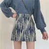 스커트 여성 A- 라인 하이 허리와 얇은 치마 가을 겨울 패션 여성 캐주얼 짧은 우아함