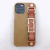 Designer Brown Flor padrão telefone casos para iphone 12 11 pro max xs xr xsmax 7 8 mais pulseira de couro capa de celular de luxo