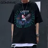 Överdimensionerade tshirts hajuku hip hop punk rock gothic print kortärmad tee shirts streetwear mode casual lösa toppar 210602