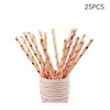 Disposable Dinnerware Pink Gold Tableware Sets Party Table Decoration Paper Cups Plates Straws Wedding Birthday Supplies