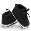 Nyfödd Baby Boy Shoes Crib Toddler Spädbarn Grå Läder Sport Lace-up Soft Sole Anti-Slip 0-18 månader Första Walker High Boots 210317