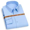 Chemise habillée pour hommes formelle élastique mode couleur unie poche sans fer classique travail d'affaires à manches longues chemise décontractée intelligente 210714