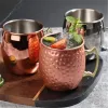 Roségoldener Kupferbecher, Edelstahlbecher, Bierkaffeetasse, Moscow Mule-Becher, gehämmertes Kupfer, plattiertes Trinkgeschirr