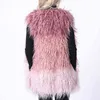 Zima imitacja futra płaszcz kobieta średniej długiej futra trawa kamizelka ry kolor szwy dziewczyna211207