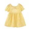 Maluch dziewczynka bawełniana oddychająca sukienka księżniczka krótka sukienka rękawa puffowa casual lato dzieci jumper sundress Q0716