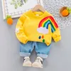 Abbigliamento per neonati Abbigliamento per bambini arcobaleno Maglietta per bambini Top Pantaloni Abbigliamento per bambini Autunno Abbigliamento per bambini 1-4 anni